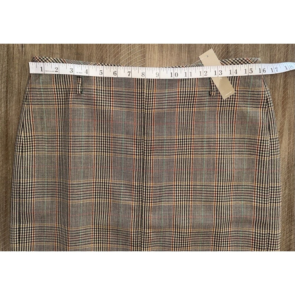 NWT J. Crew Classic Ruffle Trim Glen Plaid 100% Wool Midi Skirt Chic Size 8 NEW - Picture 10 of 16
